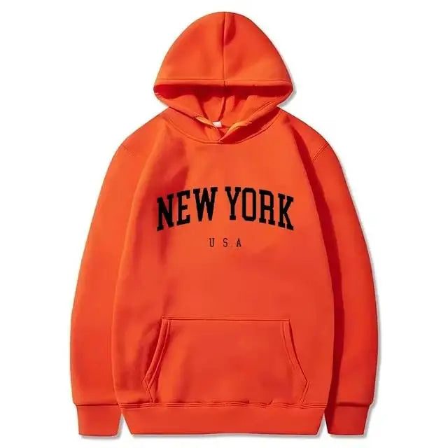 Men / Women New York U.S.A City Hoodies Fashion Letter Printed Graphic Sweatshirts Loose Casual Harajuku Hooded Pullover Sportwear