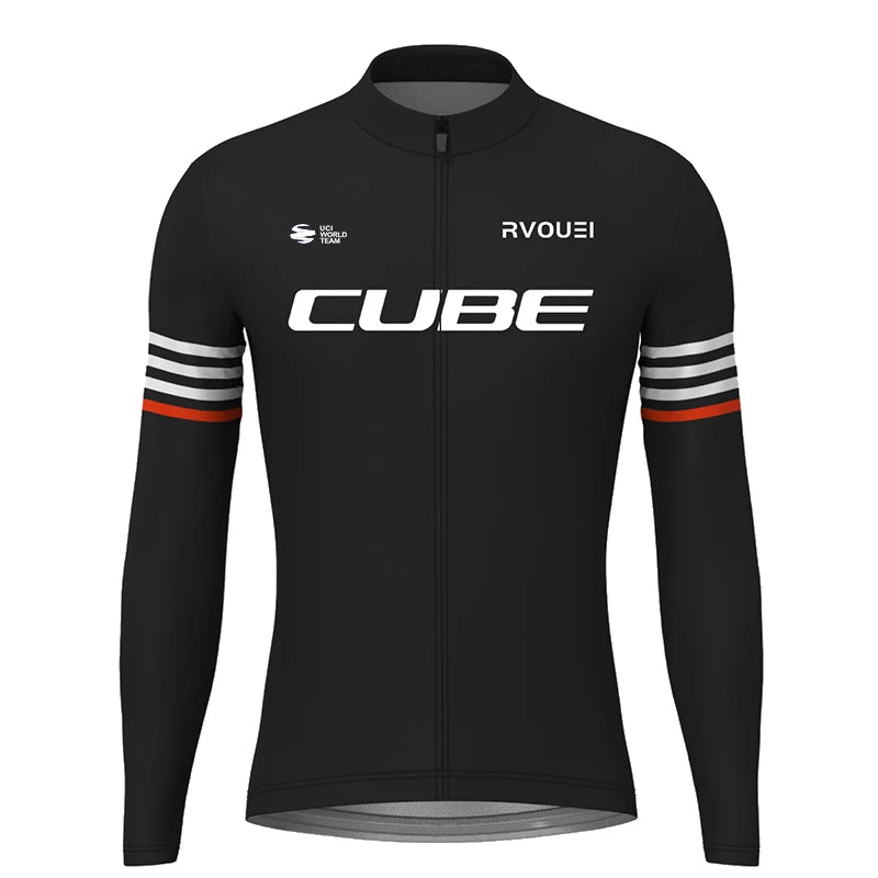 Cube Team Breathable Long Sleeve Men Cycling Jersey Set MTB Bike Clothing Autumn Bicycle Clothes
