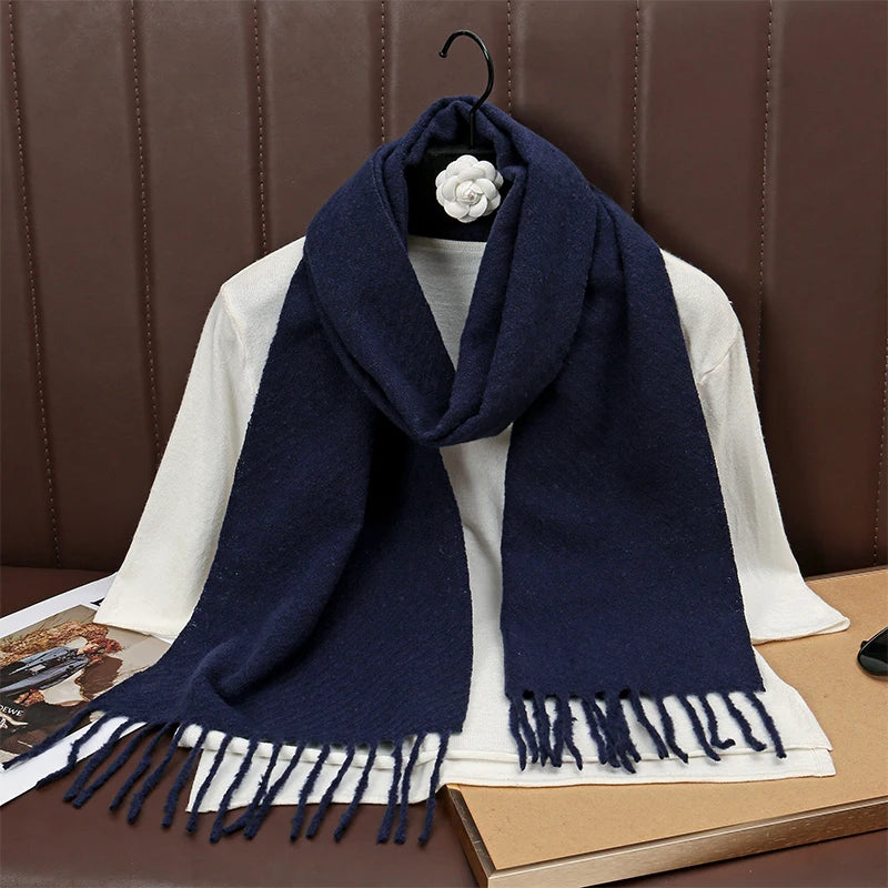 New Winer Warm Cashmere Scarf for Women Fashion Solid Thick Blanket Pashmina Shawl Wrap Female Bufanda Echarpe Foulard 2025