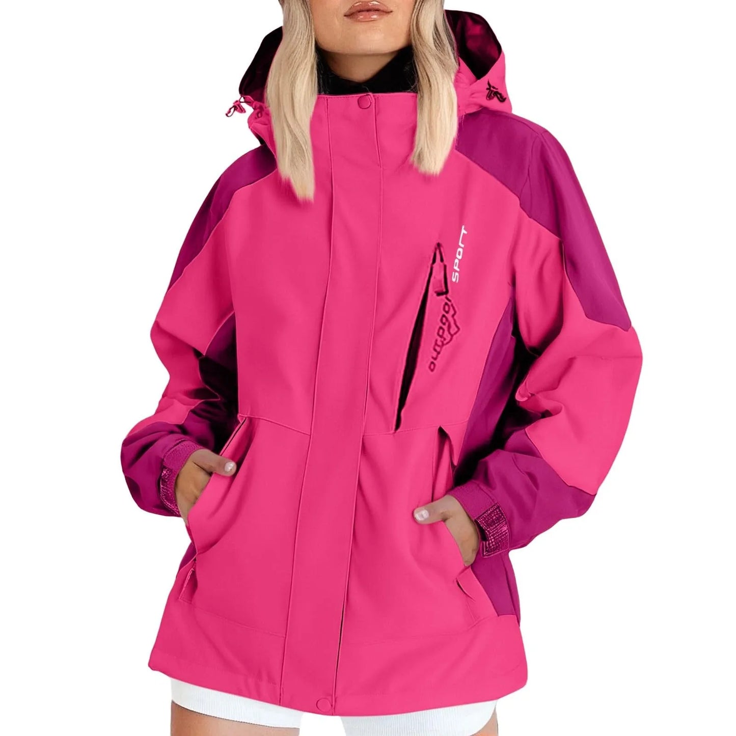 Autumn Women's Fashion Hiking Jacket Long-sleeved Hooded Coat Outdoor Waterproof Windproof Thin Mountaineering Jacket Coat