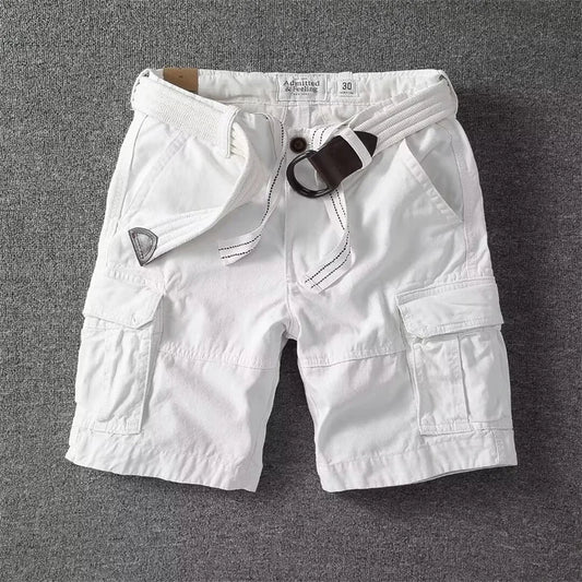 2026 Summer Retro Multi-Pocket Cargo Shorts For Men Street Fashion Casual Elastic Waist Jorts Y2K Vintage Solid Color Bermudas