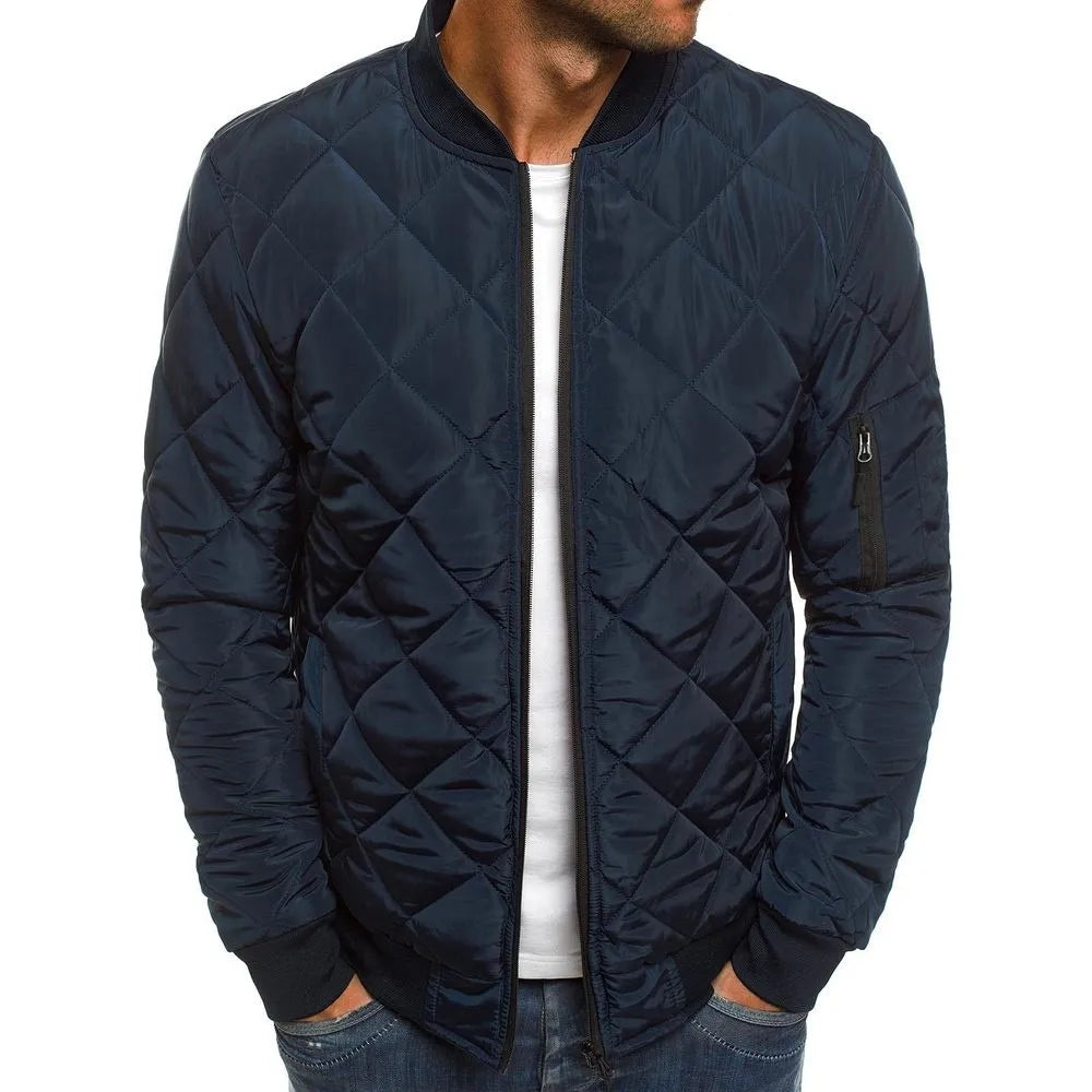 Men's Cotton Jacket Stand Collar Long Sleeve, Autumn- Winter New Arrival Casual Wear Zipper Closure Regular Length Coat for Men