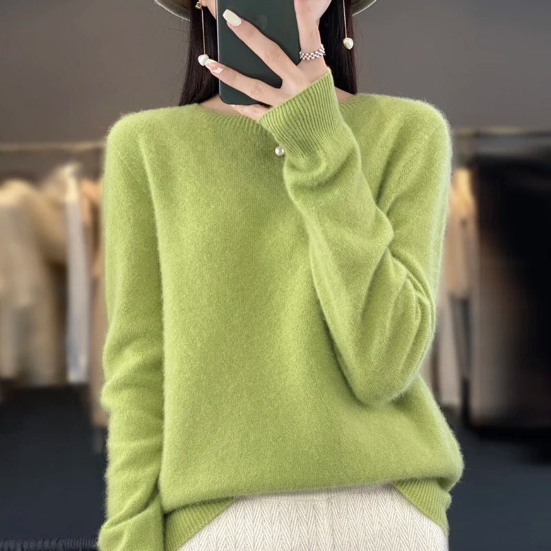 Fall/winter 2026 new cashmere sweater women's sweater 100% merino wool fashion O-neck Spring/Autumn warm pullover