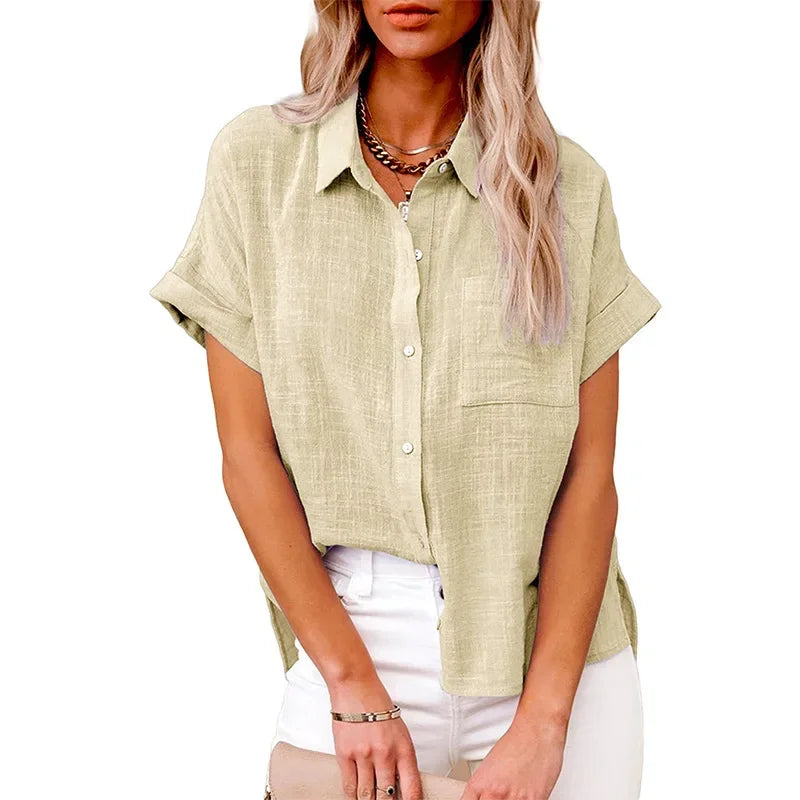Short Sleeve Tops Tee Women Blouses Summer Loose Ladies T-Shirts Cotton Linen Blouse Woman Clothing Casual T Shirt