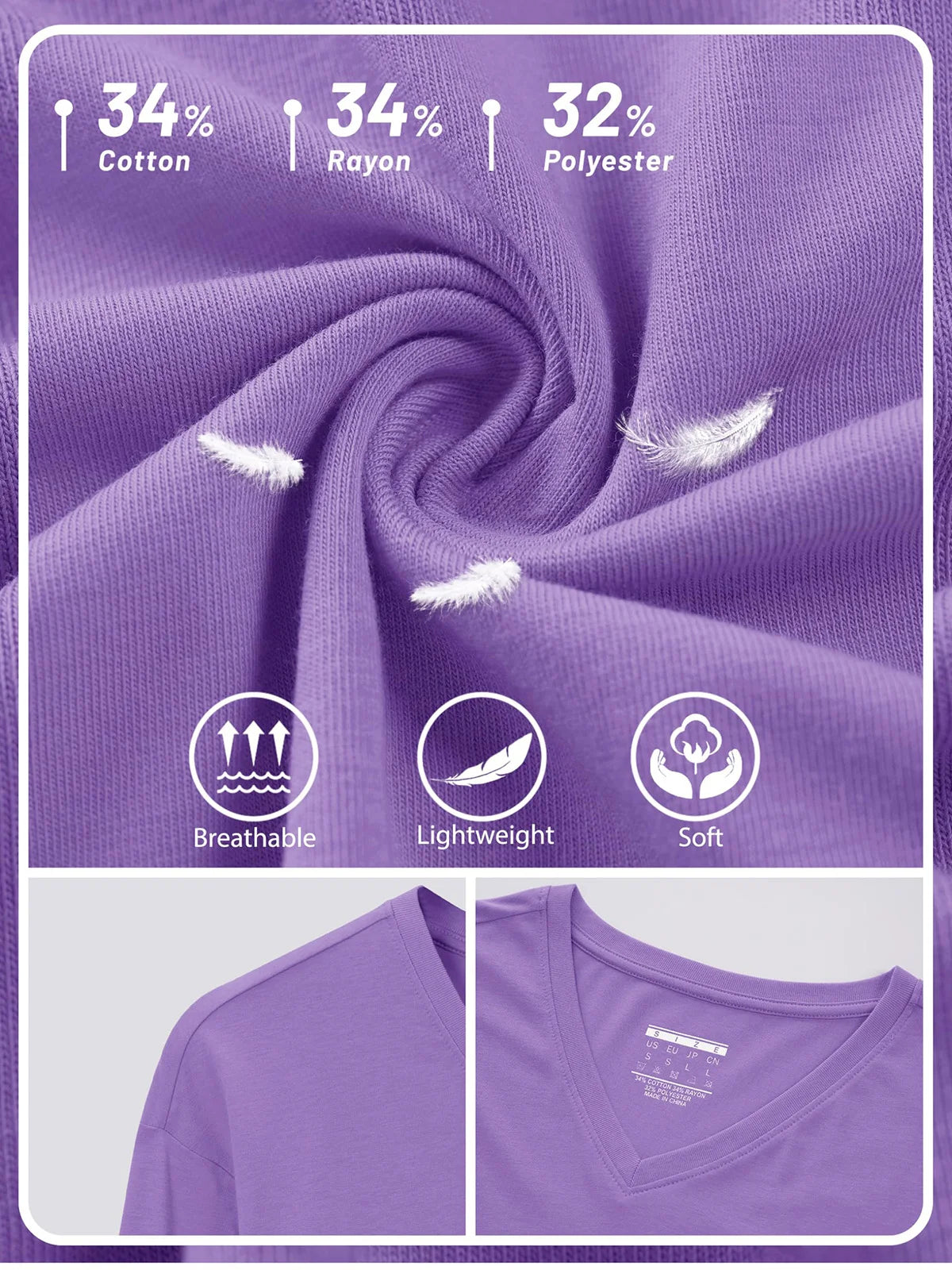 Women‘s Solid Color Drop Shoulder Breathable Cotton Shirts V Neck Casual Basic Tops Loose Fit Long Sleeve Tees