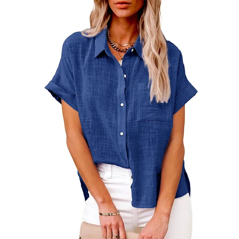 Short Sleeve Tops Tee Women Blouses Summer Loose Ladies T-Shirts Cotton Linen Blouse Woman Clothing Casual T Shirt