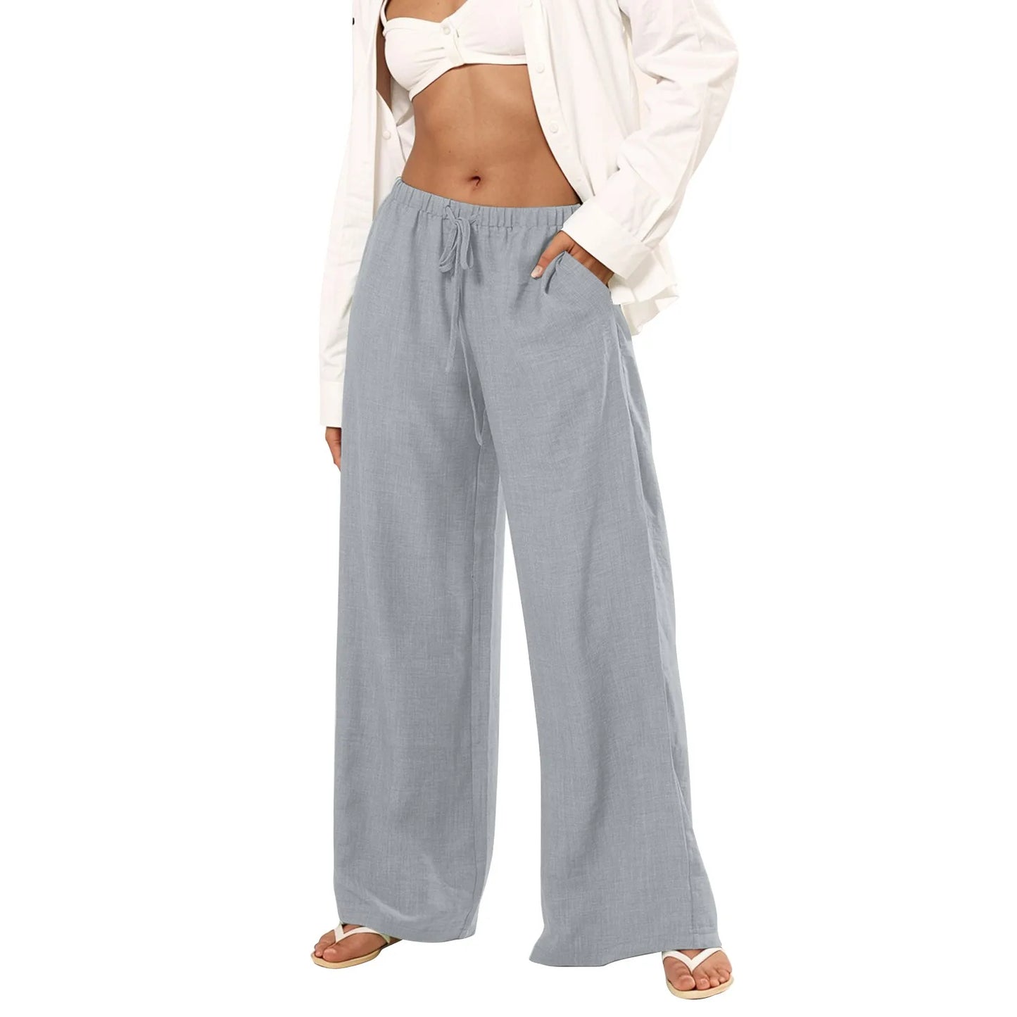 Womens Palazzo Pants Summer Casual Flowy Wide Leg Trousers Beach Travel Vacation Outfits Pantalones De Mujer Ropa De Mujer