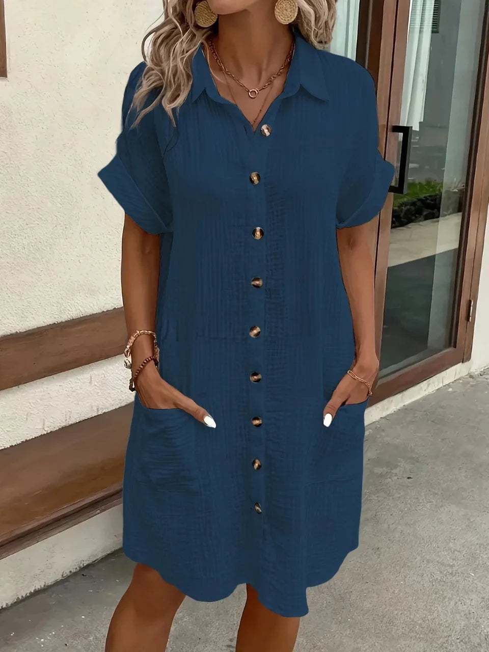 Fashion Casual Cotton Linen Style Dress Woman Short Sleeved Loose Dresses for Women Harajuku Long Shirts