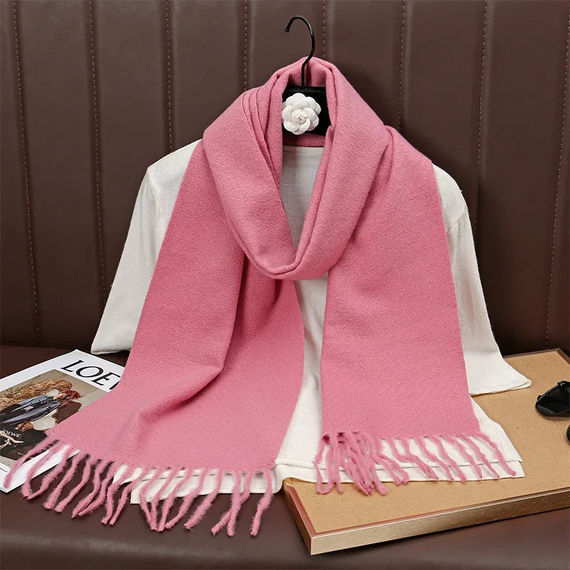 New Winer Warm Cashmere Scarf for Women Fashion Solid Thick Blanket Pashmina Shawl Wrap Female Bufanda Echarpe Foulard 2025