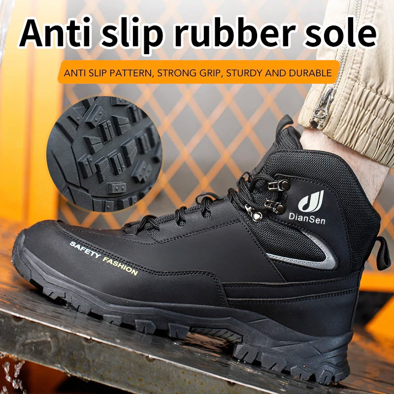 Safety Shoes Steel Toe Work Boots High Top Anti-Puncture Anti-smash Soft Work Sneakers Comfortable Boots Safety Shoes for Men