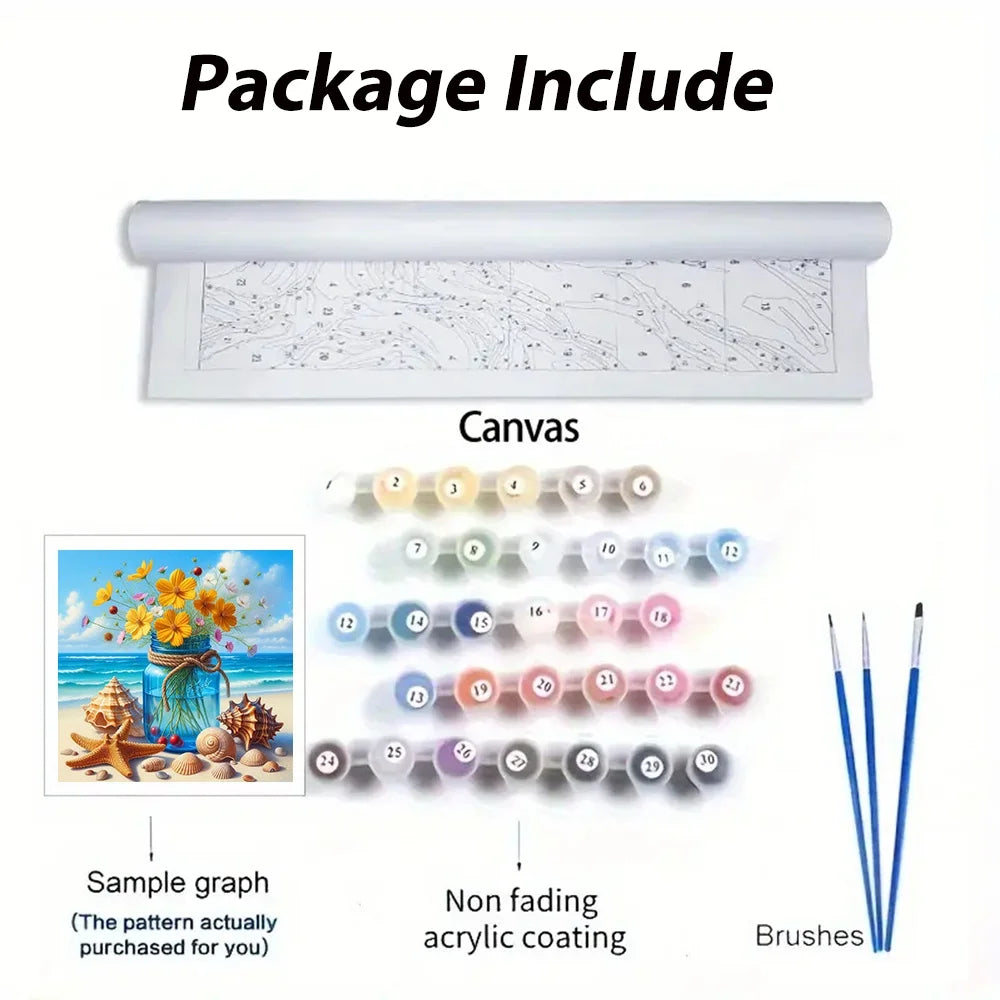 Seaside Flower Paint By Numbers For Adult Diy Art Craft Kit Landscape HandPainted On Canvas Valentines Gift Home Decor