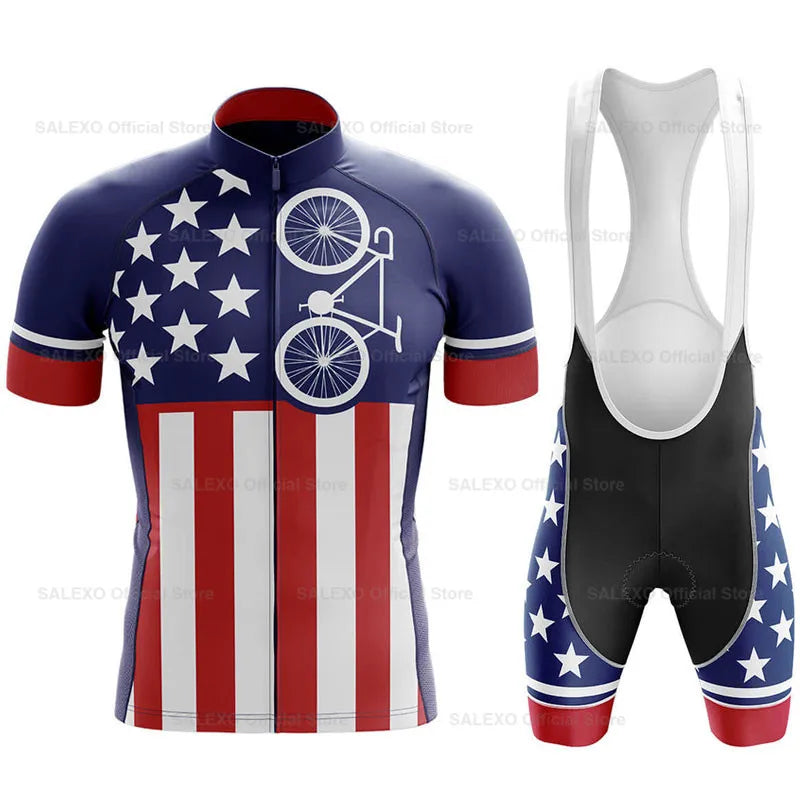 2026 USA Cycling Kit Men's Racing Team Cycling Jersey Set Summer MTB Maillot Bicycle Clothes Outdoor Equipment Cycling Clothing
