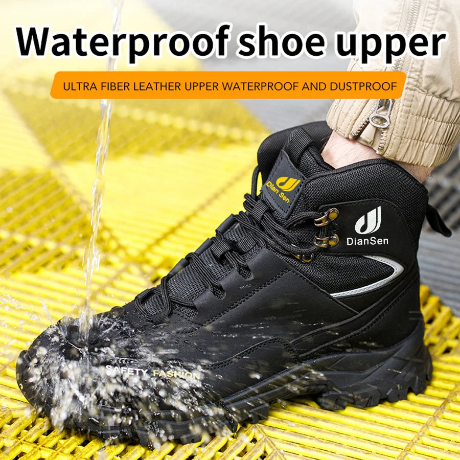 Safety Shoes Steel Toe Work Boots High Top Anti-Puncture Anti-smash Soft Work Sneakers Comfortable Boots Safety Shoes for Men