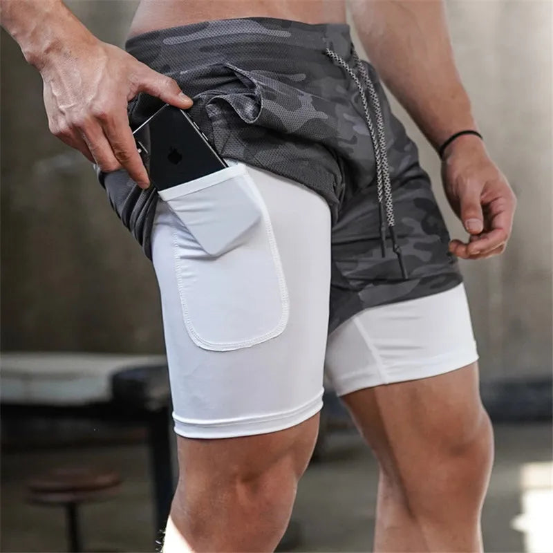 2024 Summer Running Shorts Men 2 in 1 Sports Jogging Fitness Shorts Training Quick Dry Mens Gym Men Shorts Sport gym Short Pants