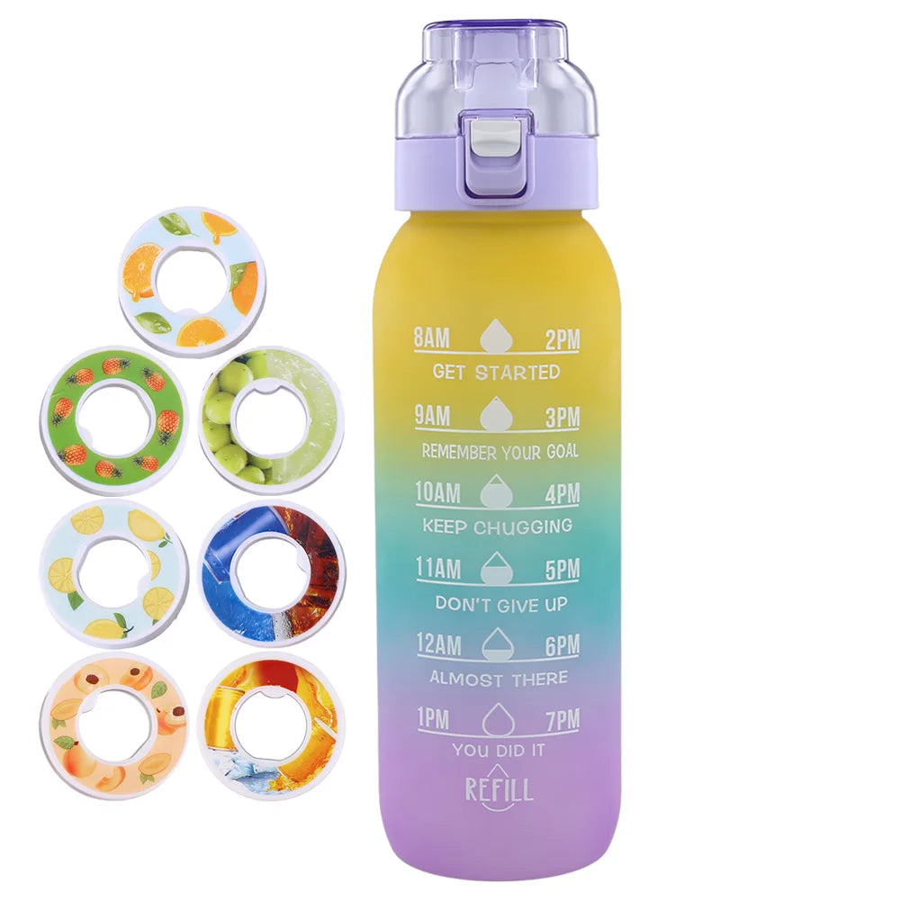 1000ML Fruit Flavor Water Cup Large Capacity with 7 Rods Drinking Cup Fragrance Smelling Water Bottle for Travel Climbing Hiking