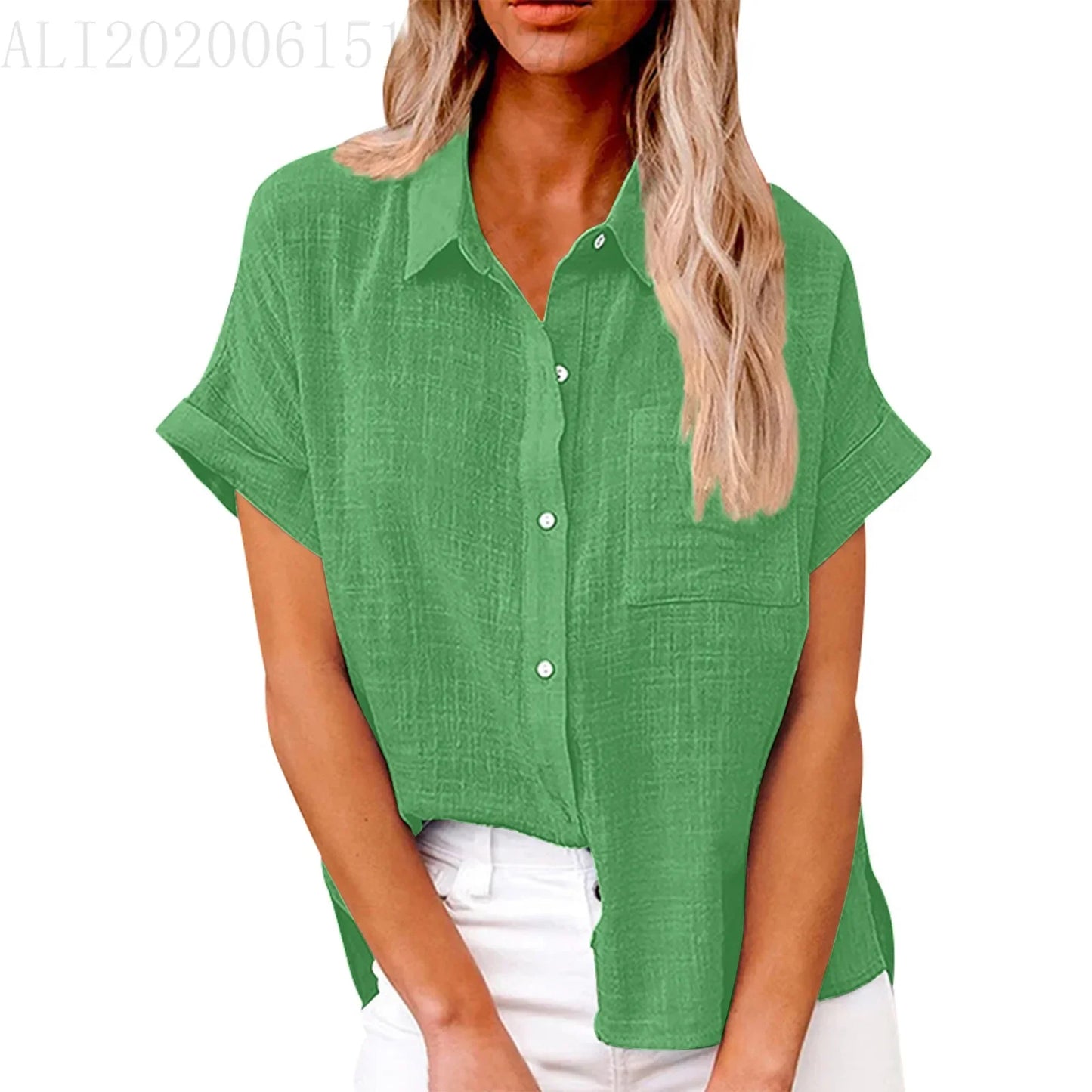 Short Sleeve Tops Tee Women Blouses Summer Loose Ladies T-Shirts Cotton Linen Blouse Woman Clothing Casual T Shirt