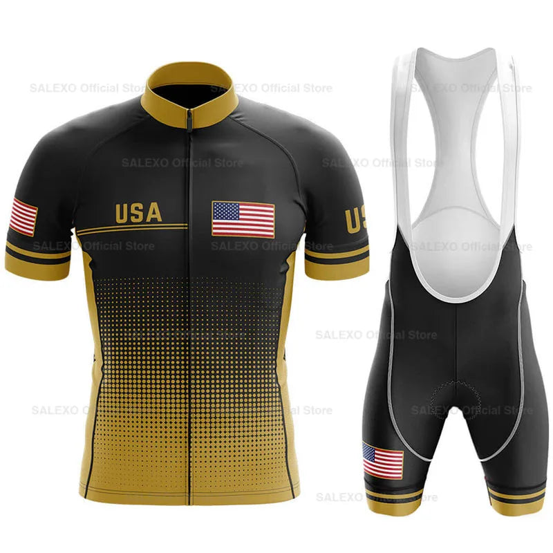 2026 USA Cycling Kit Men's Racing Team Cycling Jersey Set Summer MTB Maillot Bicycle Clothes Outdoor Equipment Cycling Clothing