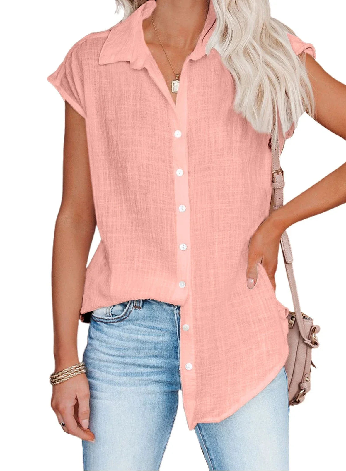 Cotton Linen Shirt Ladies Tops Tee Casual Thin Loose Woman T Shirt Summer Short Sleeve Solid T-Shirts Women Clothing Blouses