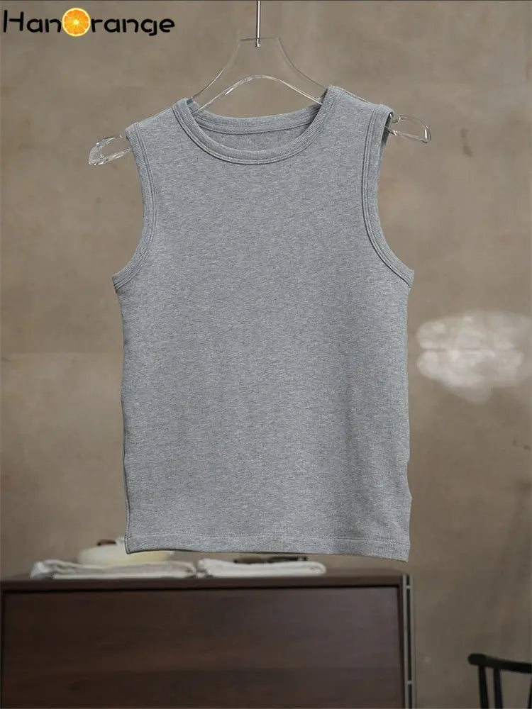 2026 Spring Simple Plush Feeling Tank Women Basic Sleeveless Top Female Black/White/Gray/Camel