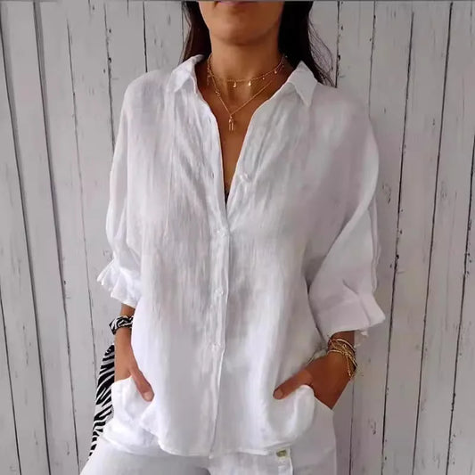 Summer Cotton Linen T Shirt Women Clothes Blouses Woman T-Shirts Loose Streetwear Shirt Casual Ladies Tops Tee