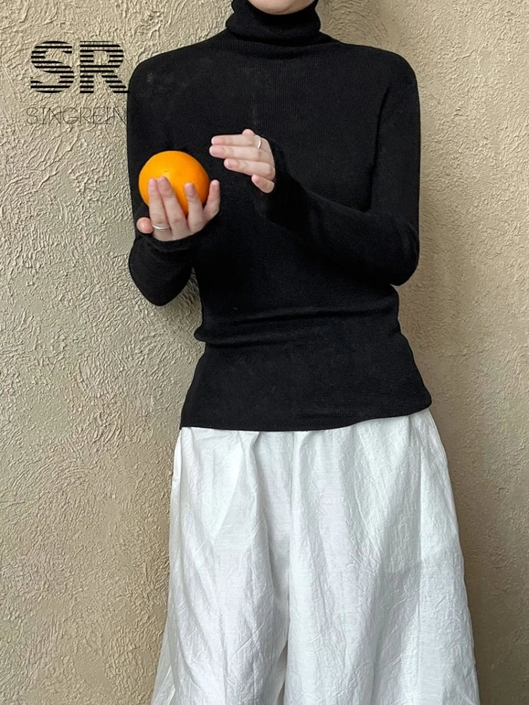 Winter Wool Basics Knitted Top 2026 Women Turtleneck Long Sleeves Slim Warm Pullovers Autumn Solid Cashmere Sweater