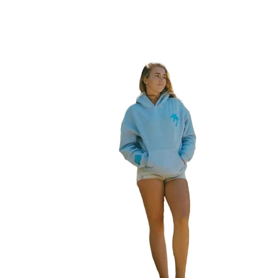 Overseas Version Fce Lined Hoodie Couple Matching Cross Border ular Loose Fit Printed Youth Daily Wear Long Sve