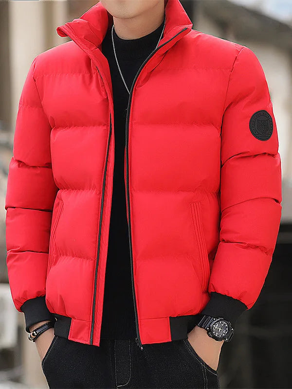 This Casual Long Sleeve Jacket Coat Pure Color Fashion Urban Stand Fit Thinned Cotton Jacket for Men