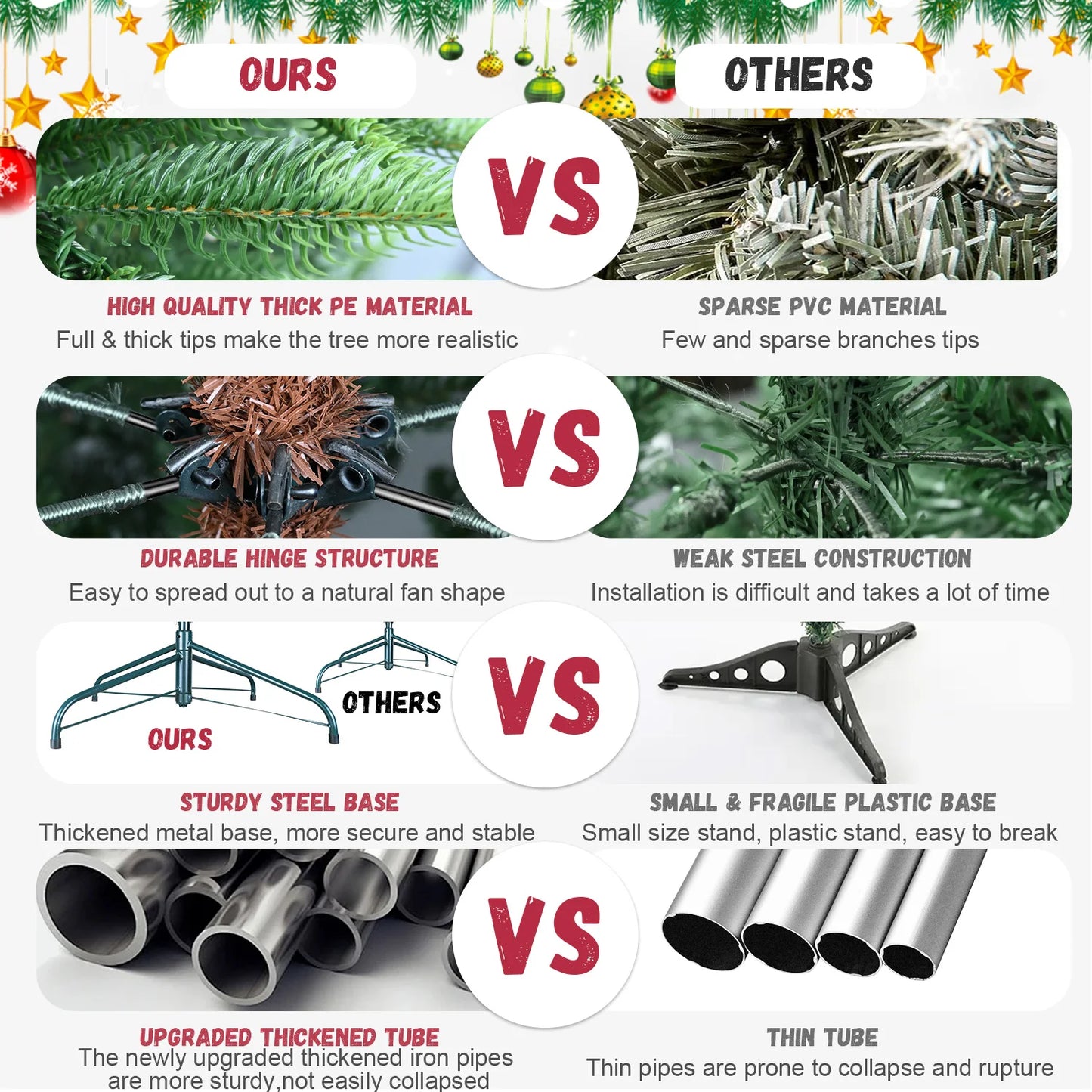 8ft Pre-Lit Aspen Fir Artificial Christmas Tree, Layered Christmas Tree , Noble Holiday Decor with 1276 PE & PVC Mixed Branch Ti