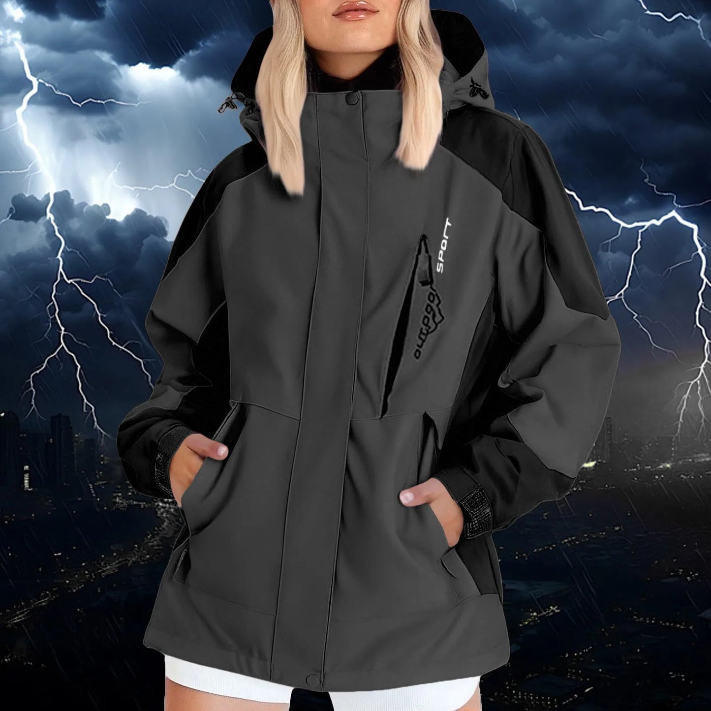 Autumn Women's Fashion Hiking Jacket Long-sleeved Hooded Coat Outdoor Waterproof Windproof Thin Mountaineering Jacket Coat