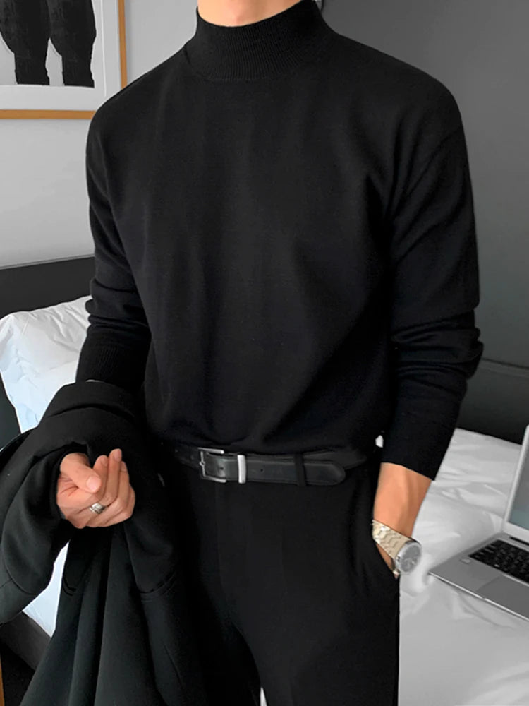 MRCYC Men's Knitted Sweater f High Collar Loose Fit Thiened Mid-Ne Bla Boting irt Casual Wear Polyester Winter