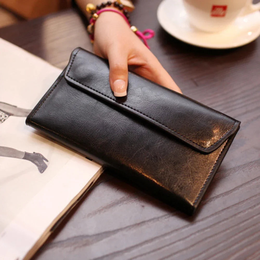 Leather large capacity ultra-thin long wallet, stylish and simple multifunctional handbag, Women Wallet