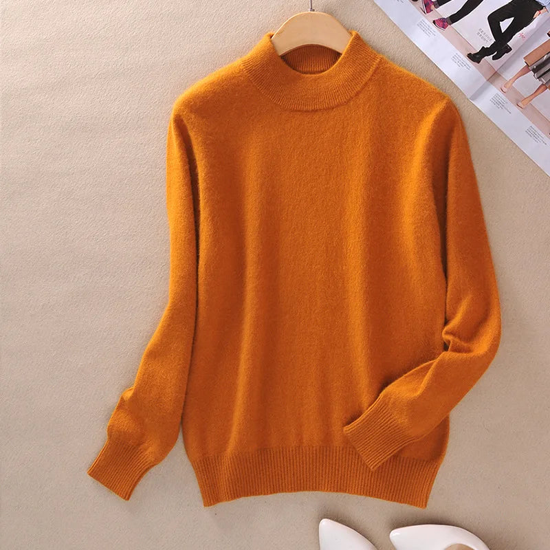 18 Colors Women Cashmere Sweater Pullovers Long Sleeve Pull Femme Half Turtleneck Pullover Women Jumpers