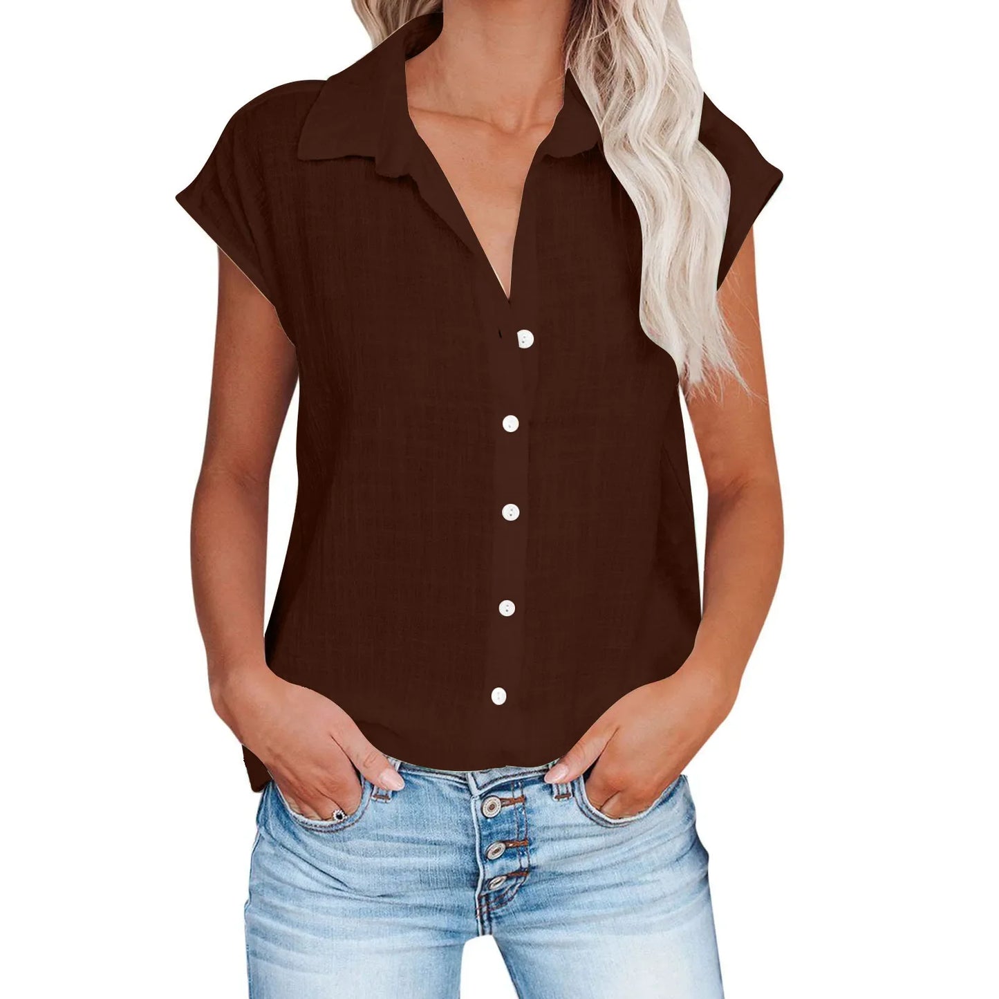 Cotton Linen Shirt Ladies Tops Tee Casual Thin Loose Woman T Shirt Summer Short Sleeve Solid T-Shirts Women Clothing Blouses