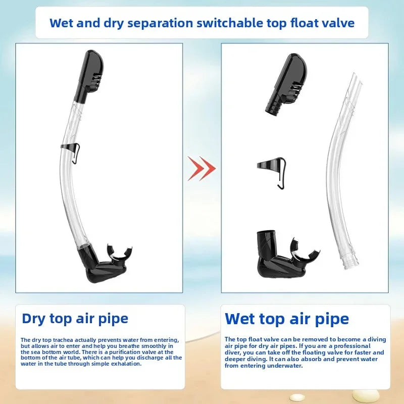 Diving Snorkel Silicone Full Dry Underwater Diving Air Breathing Tube Hose Gear Underwater Snorkeling Diving Equipment
