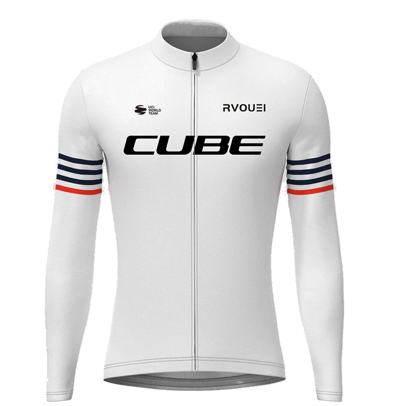 Cube Team Breathable Long Sleeve Men Cycling Jersey Set MTB Bike Clothing Autumn Bicycle Clothes