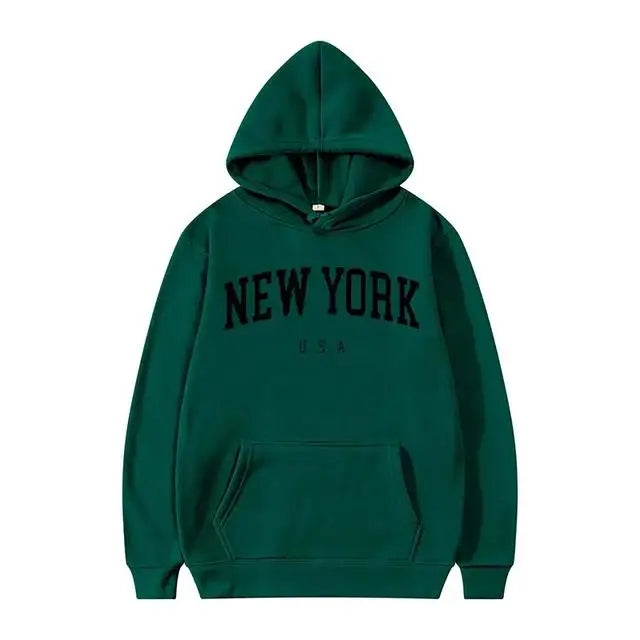 Men / Women New York U.S.A City Hoodies Fashion Letter Printed Graphic Sweatshirts Loose Casual Harajuku Hooded Pullover Sportwear