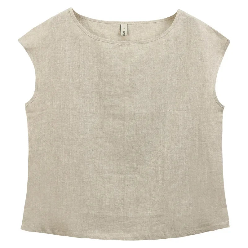 100% Linen Women'S T-Shirt Causal Solid Short Sleeve Tee Harajuku Basic All Match Shirts Female Camisetas Blusa Mujer