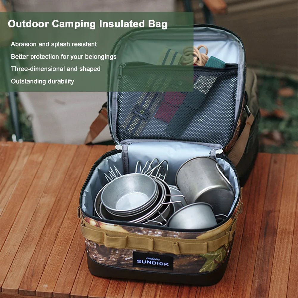 Large Picnic Ice Bag 900D Cloth Camping Travel Organizer Waterproof Large Insulated Picnic Lunch Bag Box for Camping Hiking Trip