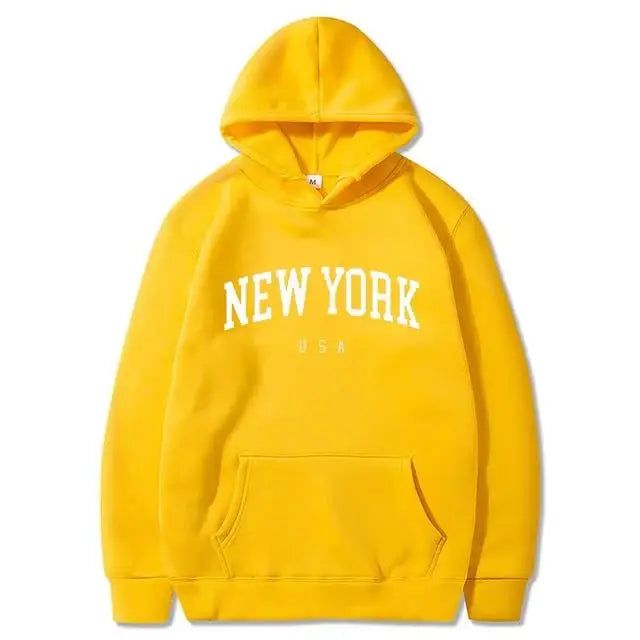 Men / Women New York U.S.A City Hoodies Fashion Letter Printed Graphic Sweatshirts Loose Casual Harajuku Hooded Pullover Sportwear