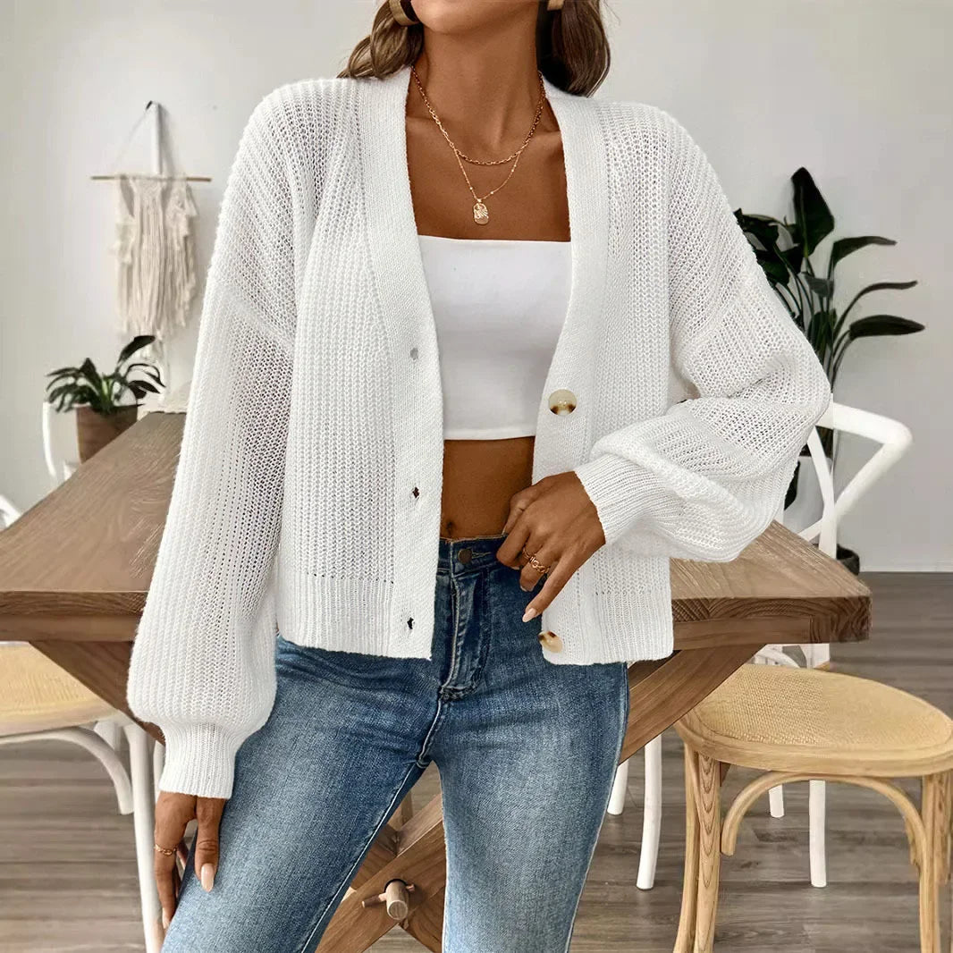 2026 autumn long Loose Knitted cardigan woman sweaters all-match coat casual homewear cardigans solid color Button Outerwear