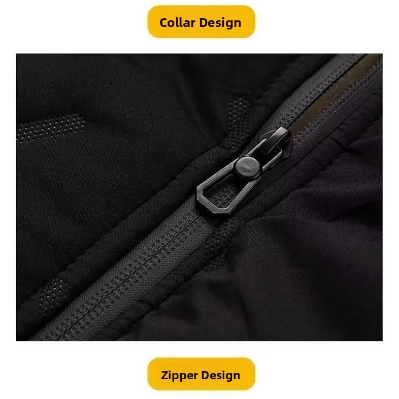 Thickened Lamb Velvet Vest Men's Autumn Winter Outerwear Warm Heating Casual Business High Collar Polyester Fiber Jacket