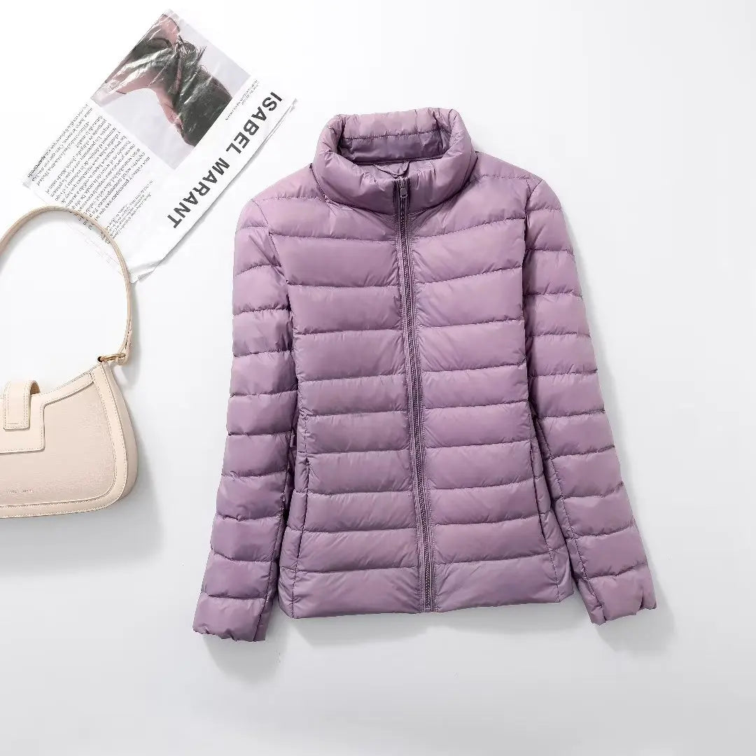 Women Short Puffer Jacket 2026 New Fashion Stand Collar Lightweight Water-Resistant Packable Female Down Parka Casual Coat