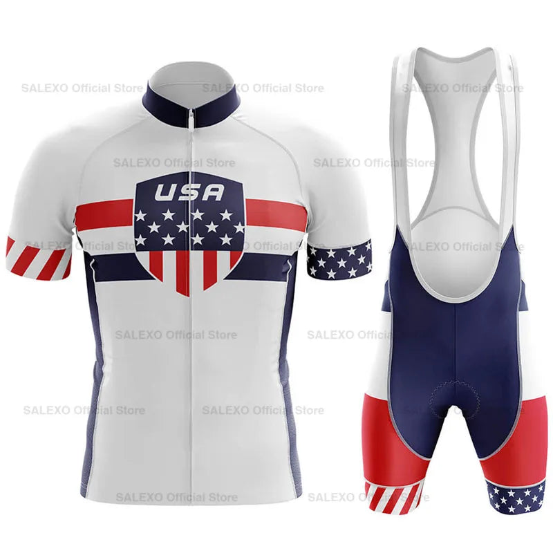 2026 USA Cycling Kit Men's Racing Team Cycling Jersey Set Summer MTB Maillot Bicycle Clothes Outdoor Equipment Cycling Clothing