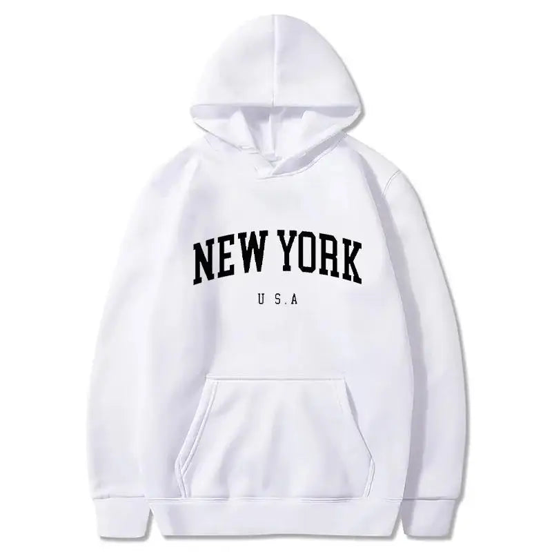 Men / Women New York U.S.A City Hoodies Fashion Letter Printed Graphic Sweatshirts Loose Casual Harajuku Hooded Pullover Sportwear
