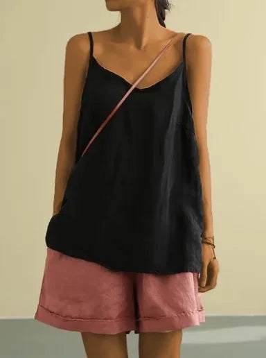 Women's Summer Thin Cotton Linen Style Camisole Fashion Sling Tops T-shirt Women Clothing Casual Tank Top Streetwear