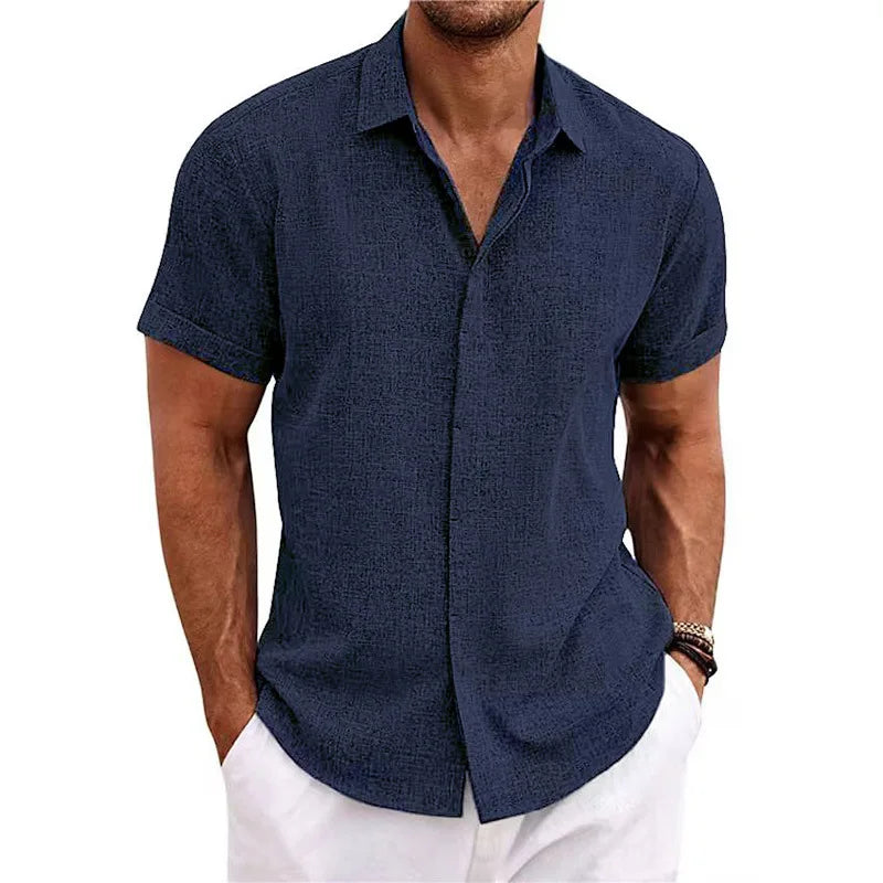 Men's Cotton Linen Short Sleeved Shirt Summer Casual Shirts Fashion Tops Men Clothing Streetwear