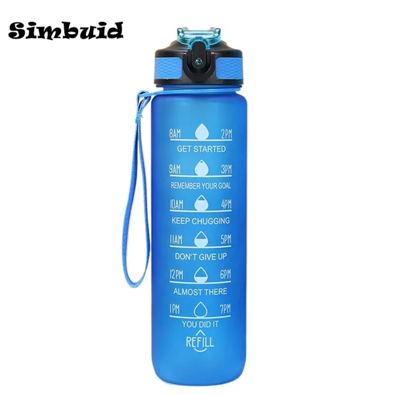 1 Liter Large Capacity Sports Water Bottle with Time-Tracking Straw Leak Proof Locking Flip Cover for Outdoor Fitness