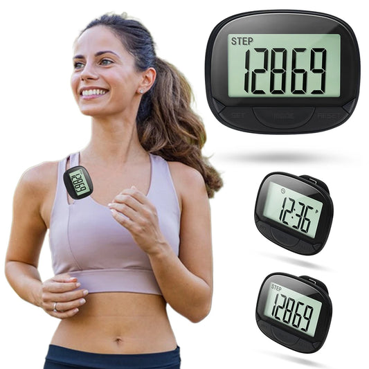 Clip-On Pedometer Electronic Pedometer Digital Display Simple Step Tracker Large Screen for Adults Seniors Dog