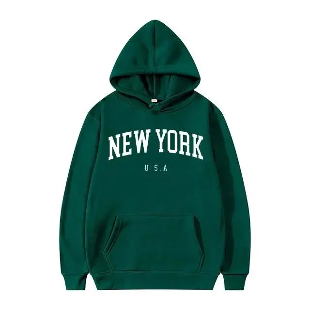 Men / Women New York U.S.A City Hoodies Fashion Letter Printed Graphic Sweatshirts Loose Casual Harajuku Hooded Pullover Sportwear