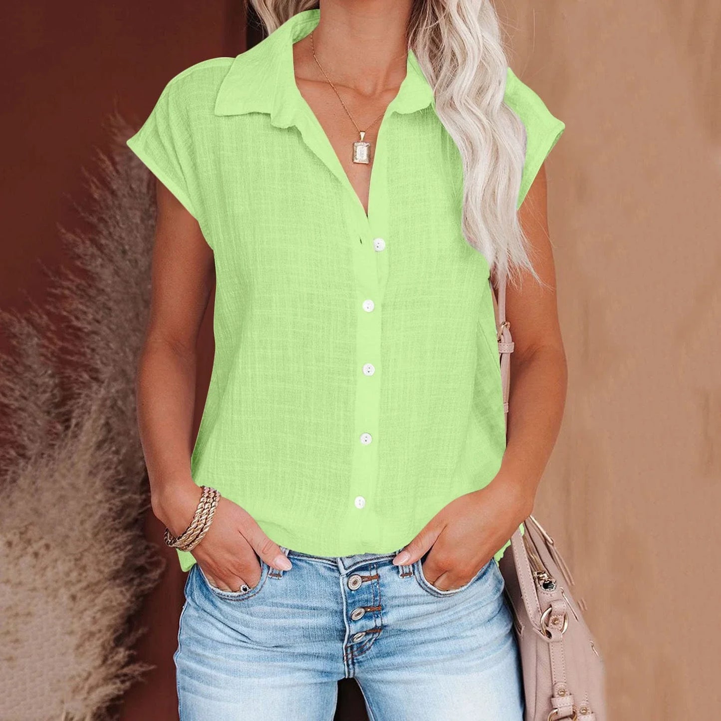 Cotton Linen Shirt Ladies Tops Tee Casual Thin Loose Woman T Shirt Summer Short Sleeve Solid T-Shirts Women Clothing Blouses